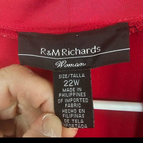 NWT R&M Richards Red Glittery Sheer Formal Romantic Mature Dress and Jacket 22W - Picture 12 of 16